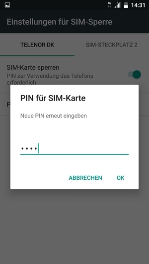 Bestätigen Sie Ihre neue PIN für SIM-Karte und wählen Sie OK