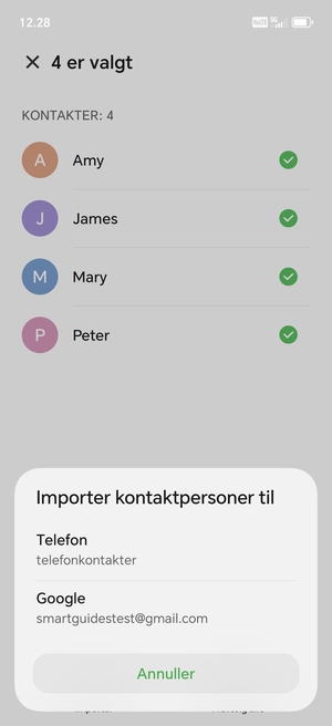 Vælg din Google konto
