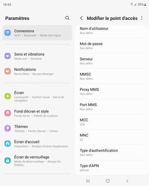 Faites défiler vers le bas et saisissez les informations MMS