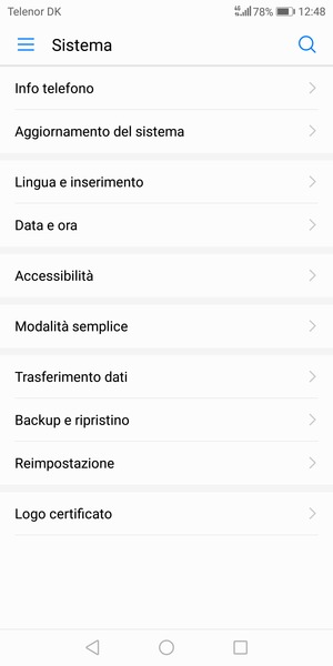 Seleziona Aggiornamento del sistema