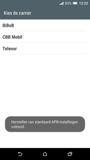 Uw telefoon wordt teruggezet naar standaard internet- en mms-instellingen.