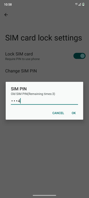 Enter Old SIM PIN and select OK