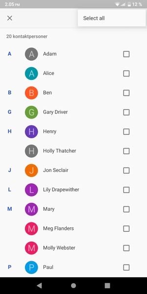 Vælg Select all