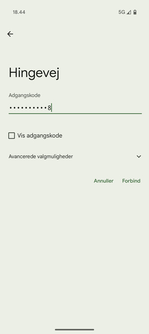 Indtast Wi-Fi adgangskoden og vælg Forbind