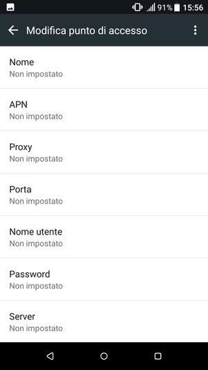 Inserisci le informazioni di Internet