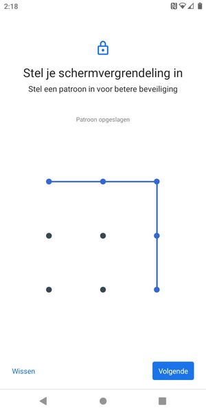 Teken een ontgrendelingspatroon en selecteer Volgende