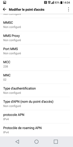 Faites défiler vers le bas et saisissez les informations MMS