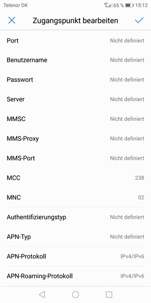 Scrollen Sie nach unten und geben Sie Internetinformationen ein