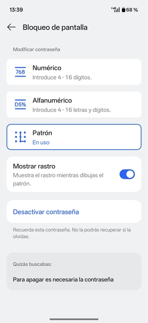 El teléfono ha sido asegurado con un bloqueo de pantalla