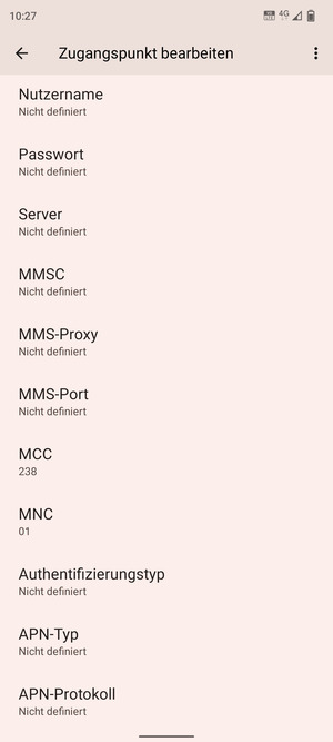 Scrollen Sie nach unten und geben Sie MMS-Informationen ein