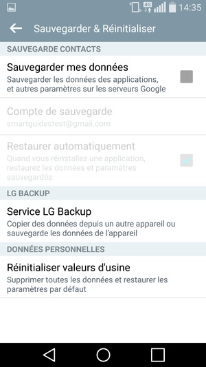 Cochez la case Sauvegarder mes données