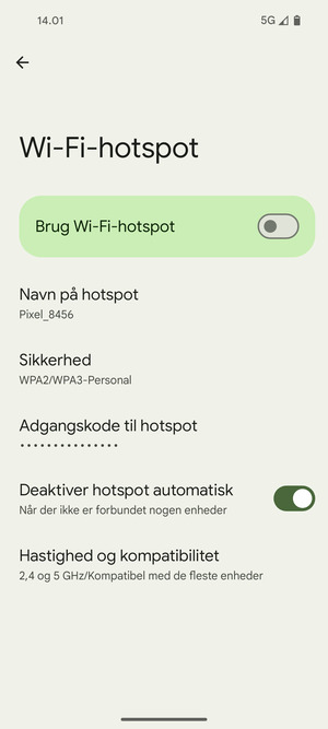 Vælg Adgangskode til hotspot