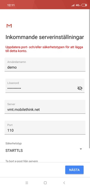 Välj Säkerhetstyp