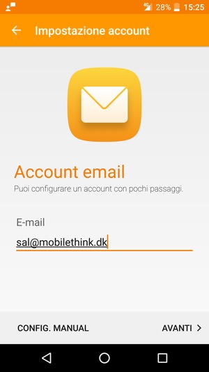 Inserisci il tuo indirizzo email e seleziona AVANTI