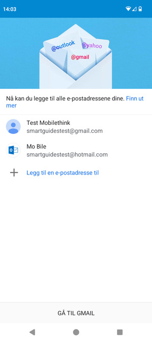 Velg GÅ TIL GMAIL