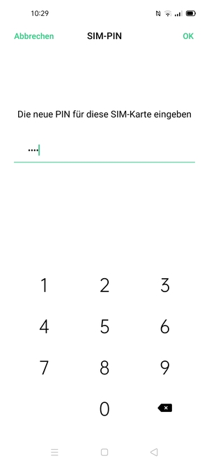 Geben Sie Ihre Neue PIN für die SIM-Karte ein und wählen Sie OK