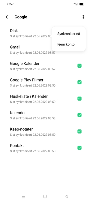 Velg Synkroniser nå