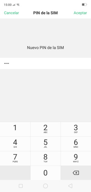 Introduzca su Nuevo PIN de SIM y seleccione Aceptar