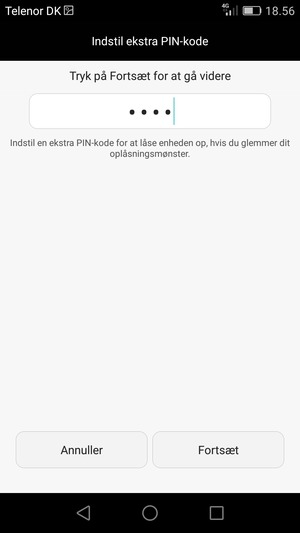 Indtast en Ekstra PIN-kode og vælg Fortsæt