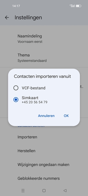 Selecteer Simkaart en OK