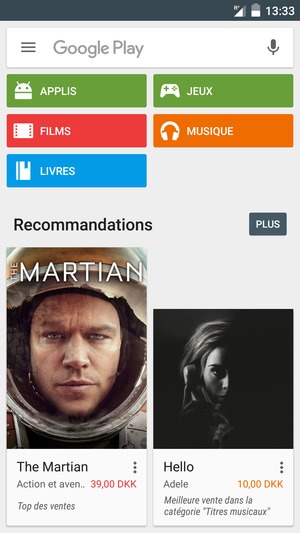 Sélectionnez la barre de Recherche