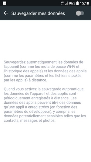 Activer le Sauvegarder mes données