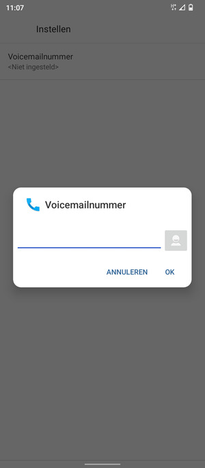 Voer het Voicemailnummer in en selecteer OK