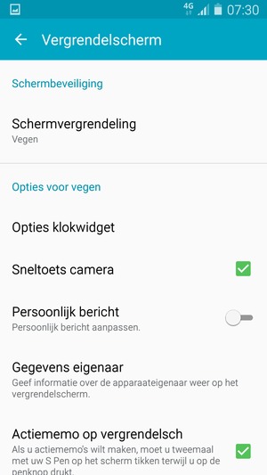 Selecteer Schermvergrendeling