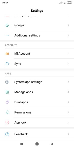 Scroll to and select Sync