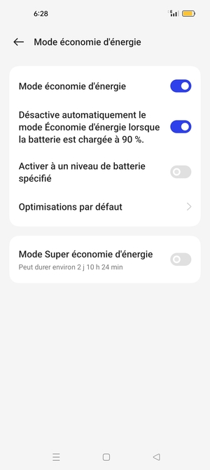 Activer le Mode économie d'énergie
