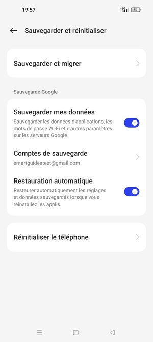 Sélectionnez Comptes de sauvegarde