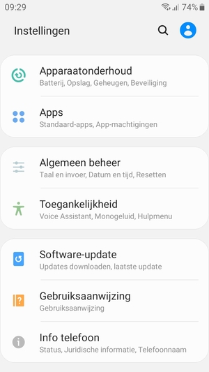 Scroll naar en selecteer Software-update