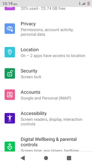 Scroll to and select Security