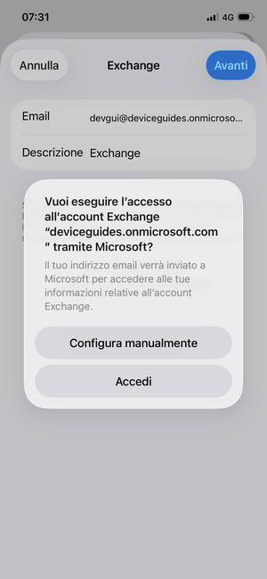 Seleziona Configura manualmente