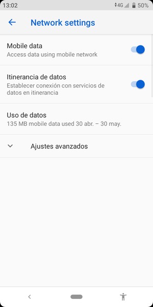 Seleccione Ajustes avanzados