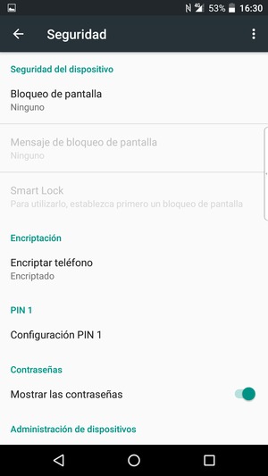 Seleccione Configuración PIN 1