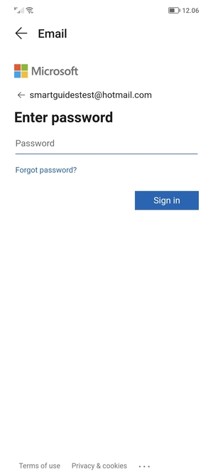 Enter your  Hotmail password and select Sign in