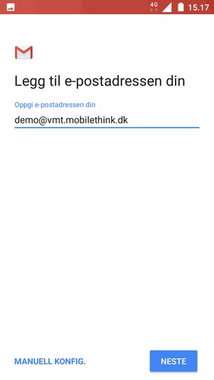 Skriv inn e-postadresse og velg NESTE