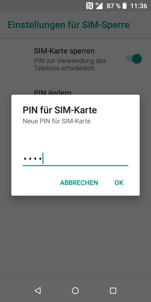 Geben Sie Ihre Neue PIN der SIM-Karte ein und wählen Sie OK