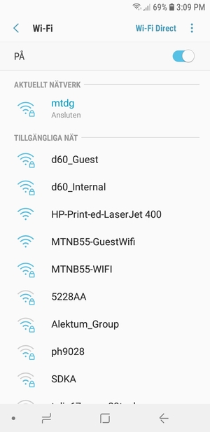 Du är nu ansluten till Wi-Fi nätverket