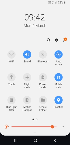 Select the v button