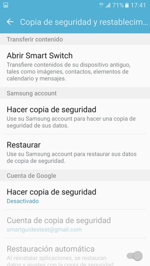 Seleccione Hacer copia de seguridad