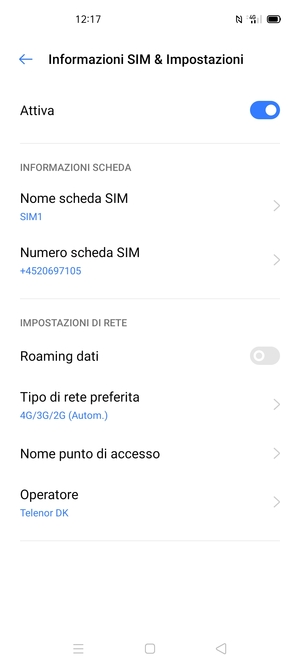 Seleziona Nome punto di accesso