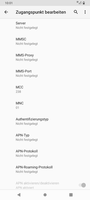 Scrollen Sie nach unten und geben Sie MMS-Informationen ein