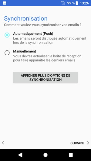 Sélectionnez votre option préférée et sélectionnez SUIVANT
