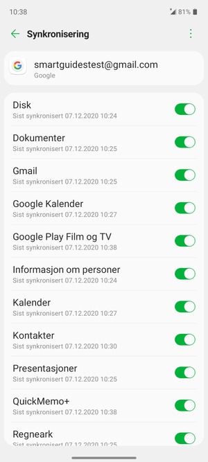 Forsikre deg om at Kontakter er valgt