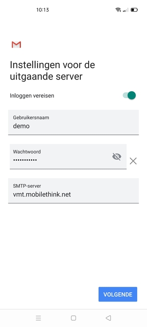 Voer Uitgaand serveradres in