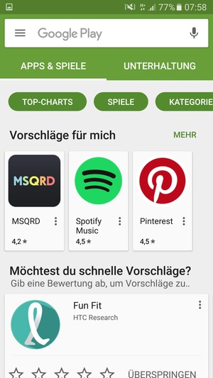 Wählen Sie die Suchleiste