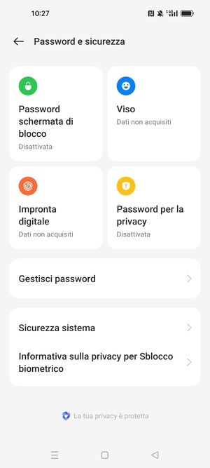 Seleziona Sicurezza sistema