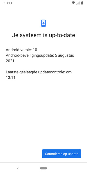 Als uw telefoon up-to-date is, zult u het volgende scherm zien